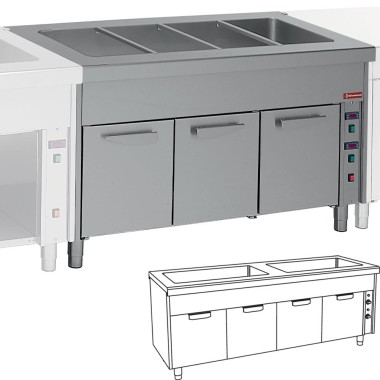 DIAMOND - Elément bain - marie sur armoire chauffante 2 x 3 GN