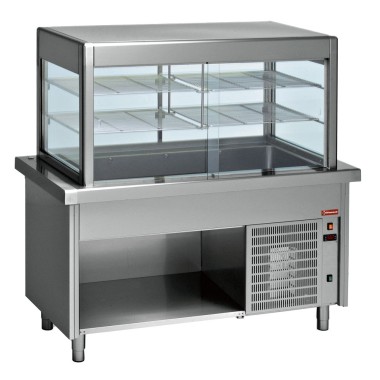 DIAMOND - Elément top et vitrine réfrigérée sur meuble ouvert 4 x GN