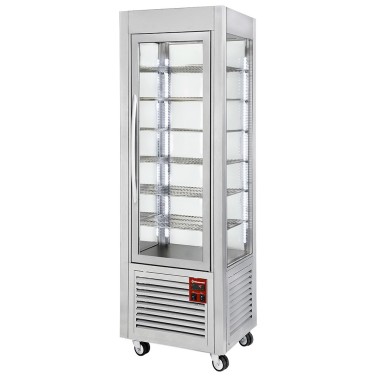 DIAMOND - Vitrine panoramique 5 grilles ventilée 360L inox