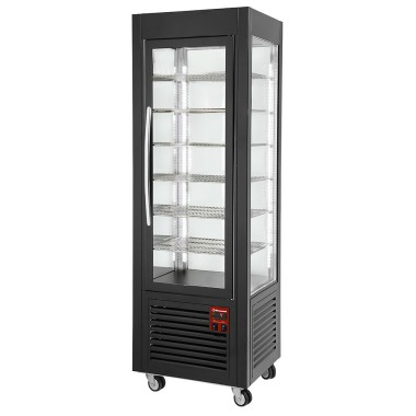 DIAMOND - Vitrine panoramique ventilée 5 grilles  360L noire