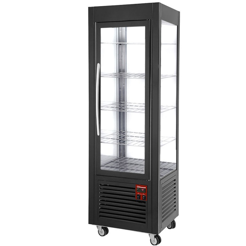 DIAMOND - Vitrine panoramique 5 grilles 360L noire
