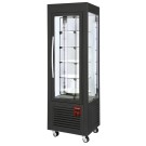 DIAMOND - Vitrine panoramique 5 plateaux tournants 360L - roues