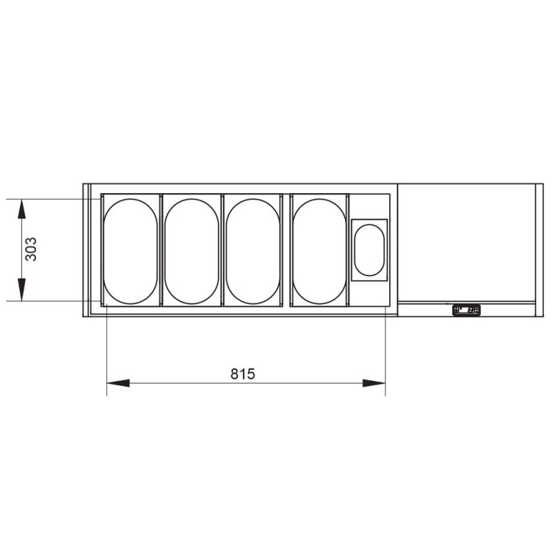 DIAMOND - Structure réfrigérée GN 4 x 1/3 1 x 1/9 et couvercle