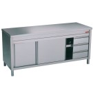 DIAMOND - Table sur armoire neutre et 3 tiroirs à D.1600MM