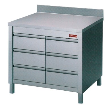 DIAMOND - Table sur armoire 6 tiroirs GN 1 / 1