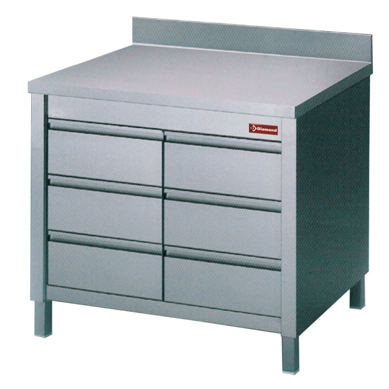 DIAMOND - Table sur armoire 6 tiroirs GN 1 / 1